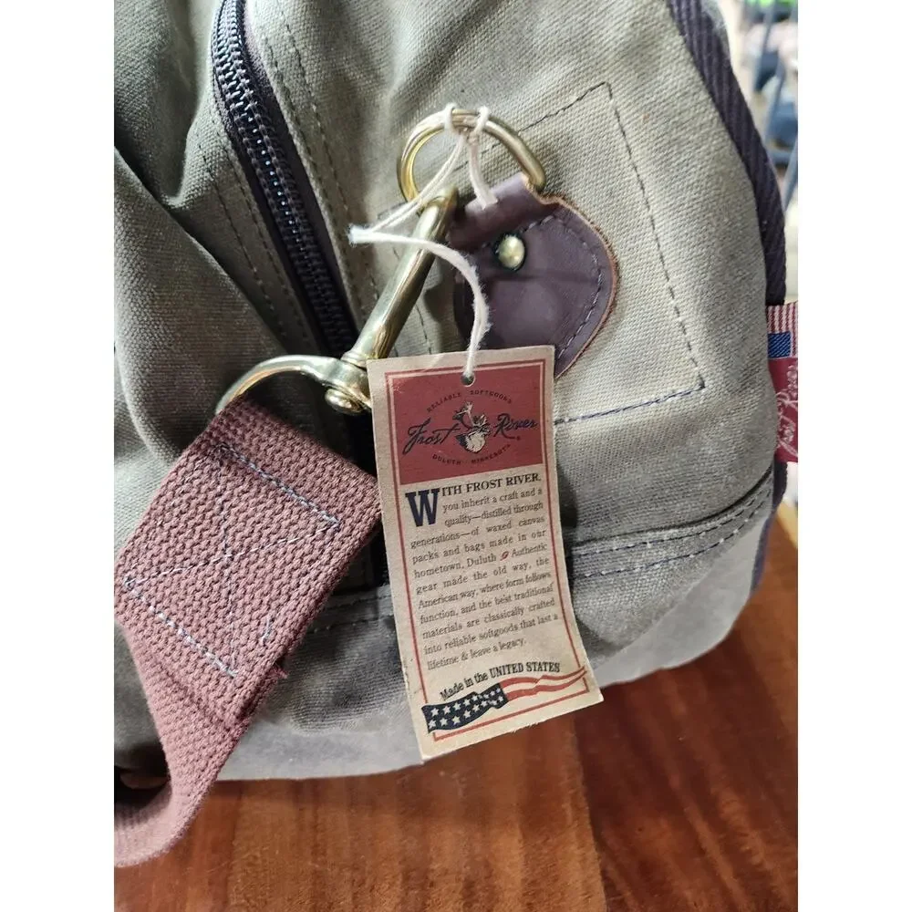 Frost River Flight Bag In Field Tan Waxed Canvas & Rich Brown Leather, Brass